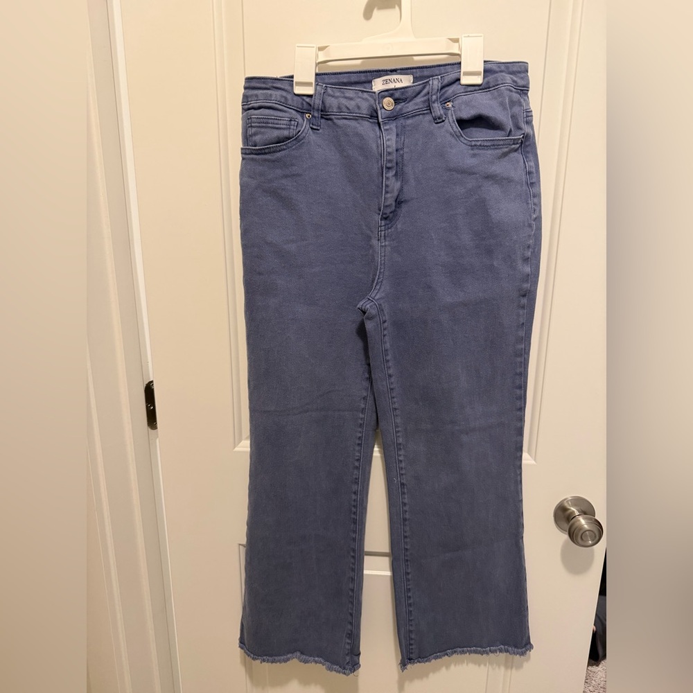 Zenana Cropped Bootcut Jeans, Raw Edge